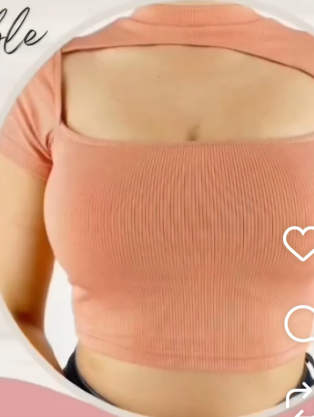 Ribbed Cropped Tee in Peach - Women's Short Sleeve Top